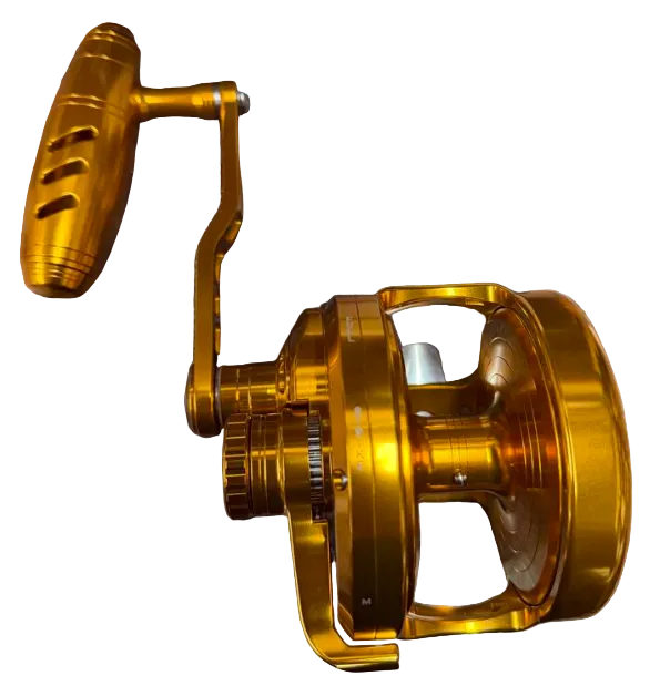 Maxel Rage Pro 130L Convention Reel Custom Gold Edition Left Hand