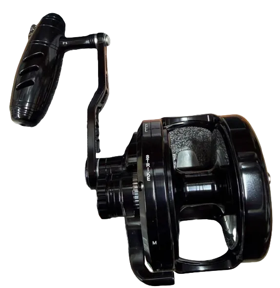 Maxel Rage Pro 130L Conventional Reel Custom Shiny Black Edition Left Hand