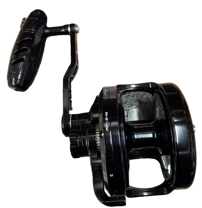 Maxel Rage Pro 130L Conventional Reel Custom Shiny Black Edition Left Hand