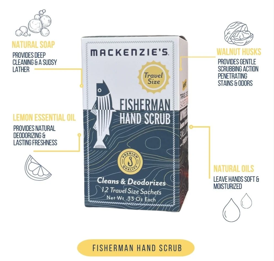 Mackenzie's Fisherman Hand Scrub Travel Sized .33 FL OZ Packets - Pack of 12