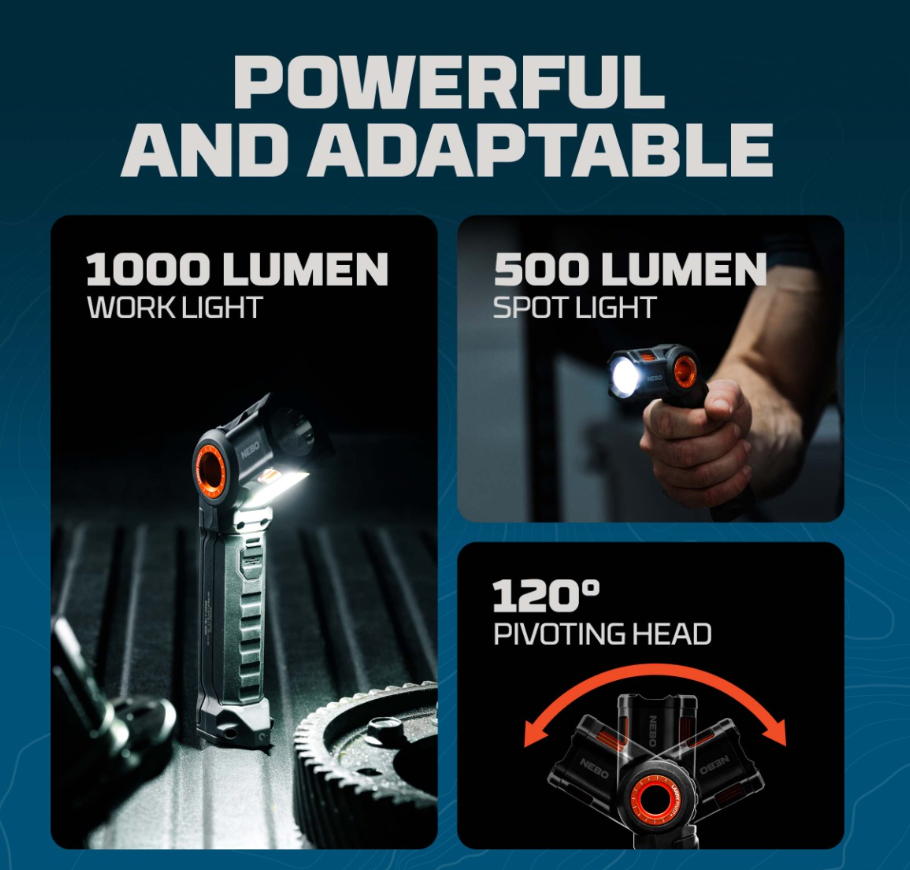 Nebo Larry Pivot Rechargeable LED Magnetic Light.