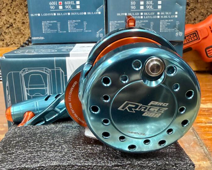 Maxel Rage Pro 60 Dark Grey Blue Orange Conventional Reel Right Hand