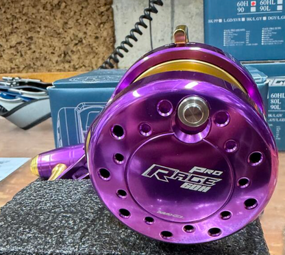 Maxel Rage Pro 60 Purple Gold Conventional Reel Right Hand