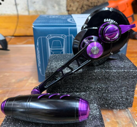 Maxel Rage Pro 60L Black Purple Conventional Reel Left Hand