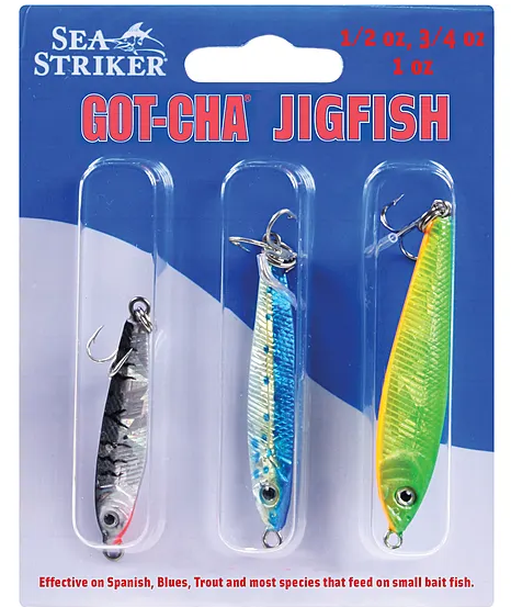 GOT-CHA Jigfish Kit 3 Per Pack 1/2oz #8Hook 3/4oz #Hook 1oz #6 Hook