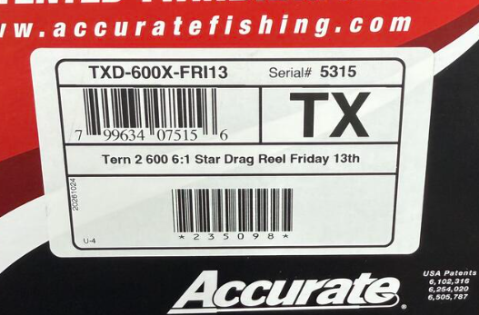 Accurate TXD-600X-FRI13 Tern 2 Limited Edition Friday The 13th Conventional Reel Right Hand