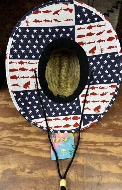 Lucky 7 U.S.A Straw Hat UV Protection. Ocean/U.S.A Theme