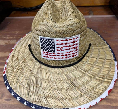 Lucky 7 U.S.A Straw Hat UV Protection. Ocean/U.S.A Theme