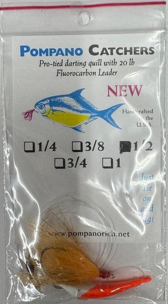 Pompano Catchers Pro-Tied Quill With 20lb Fluorocarbon Leader And Jig