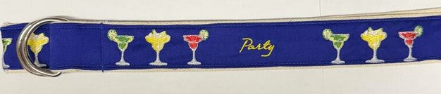 Florida Palm Beach Embroidered Ribbon Belts D Ring