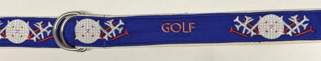 Florida Palm Beach Embroidered Ribbon Belts D Ring