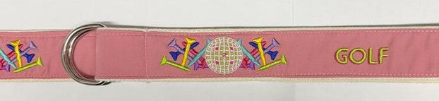 Florida Palm Beach Embroidered Ribbon Belts D Ring