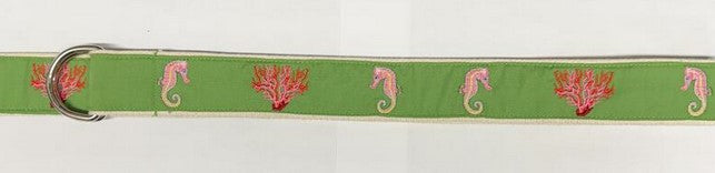 Florida Palm Beach Embroidered Ribbon Belts D Ring