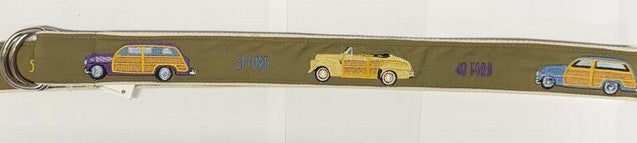 Florida Palm Beach Embroidered Ribbon Belts D Ring