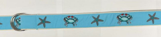 Florida Palm Beach Embroidered Ribbon Belts D Ring