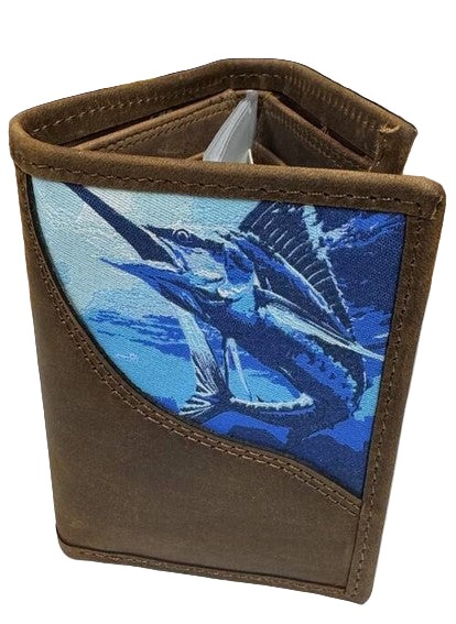 Zep-Pro Men's Trifold Embroidered Leather Wallet.