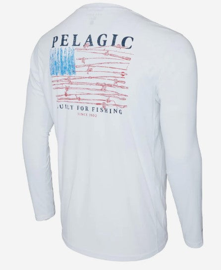 Pelagic Men's Vaportek Reel Flag Long Sleeve Performance Shirt