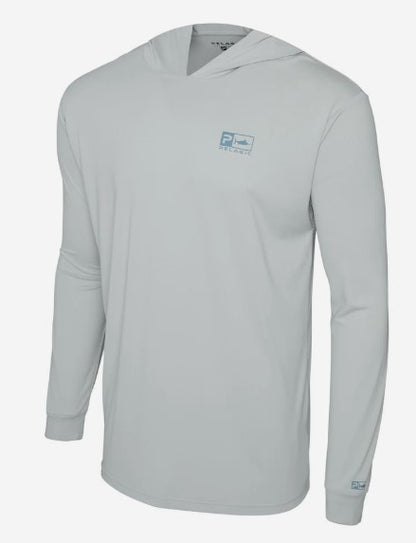 Pelagic Men's Aquatek Hooded Rusted Icon Long Sleeve Performance Shirt