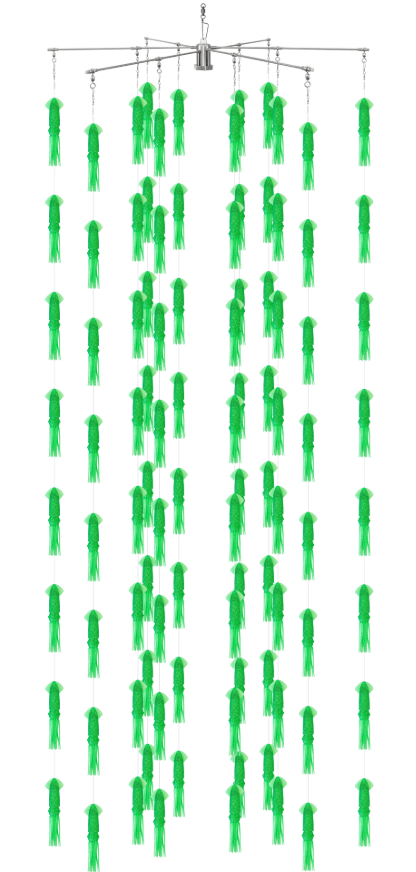 Bluewing 48" Collapsible/Foldable Heavy Duty Fishing Dredge with 3" Dredge Head and 6" Soft Squids Luminous