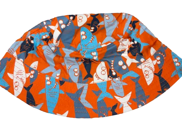 Childs Bucket Hat With Shark Prints