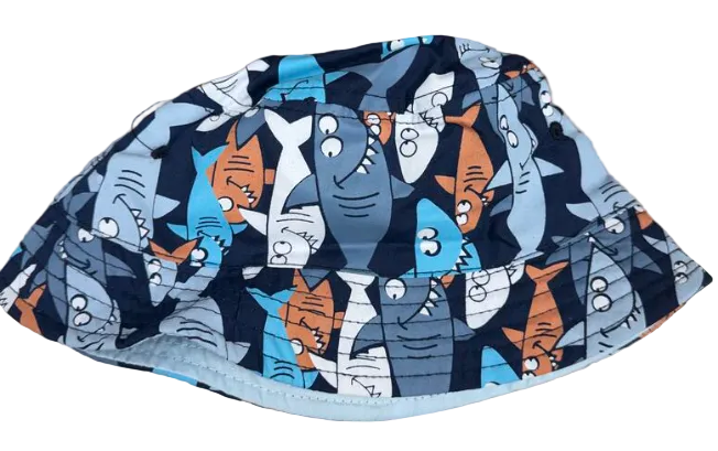 Childs Bucket Hat With Shark Prints
