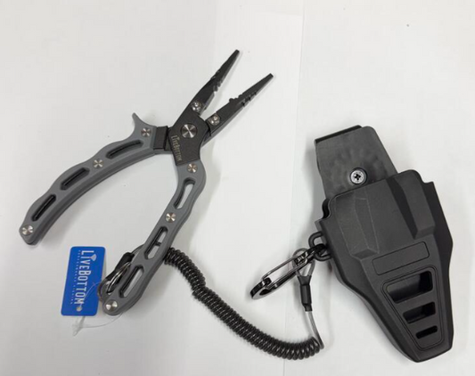 Livebottom Fishing Pliers With Lanyard And Sheath Belt Clip Attached