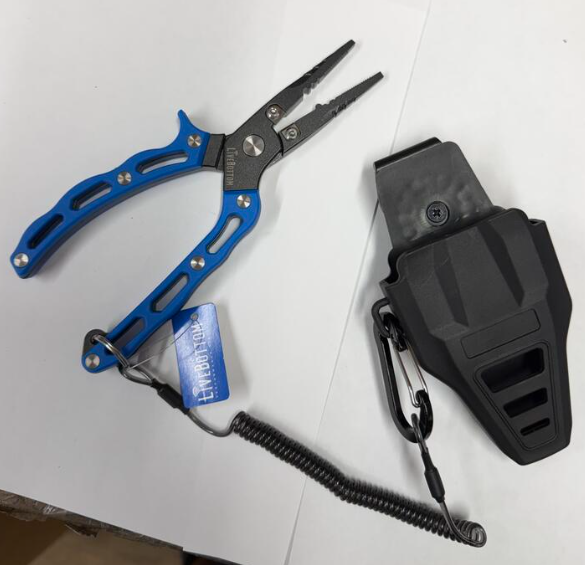 Livebottom Fishing Pliers With Lanyard And Sheath Belt Clip Attached
