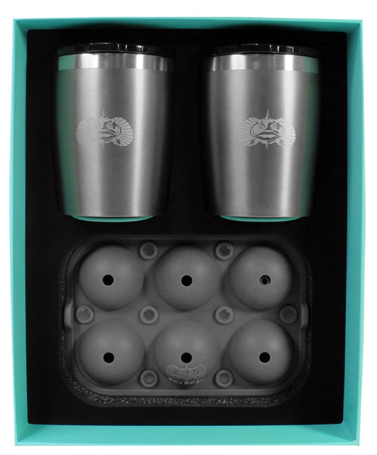 Toadfish Graphite Grey Tumbler 2-Pack W/ Ice Tray Set.