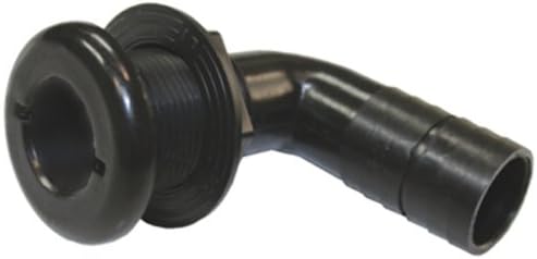 T-H Marine Thru Hull - 90 Deg. - 1-1/8" Hose - Black - One Nut.