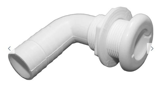 T-H Marine Thru Hull - 90 Deg. - 1-1/8" Hose - White - One Nut.