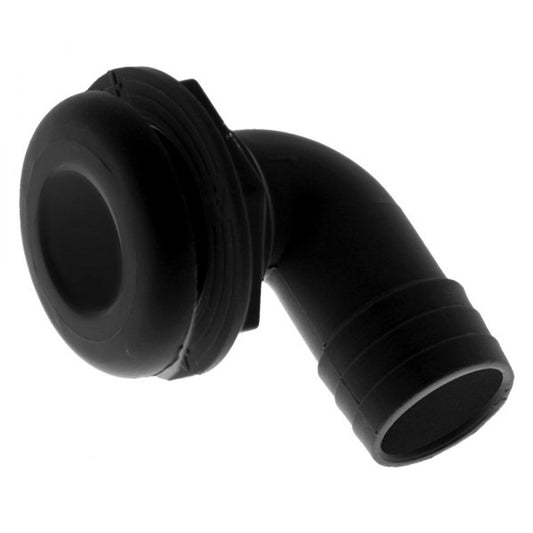 T-H Marine Thru Hull - 90 Degree (SHORT) 1-1/8" Inch Hose - Black.