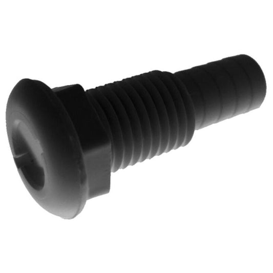 T-H Marine 3/4" Straight Thru-Hull Fitting, Black.