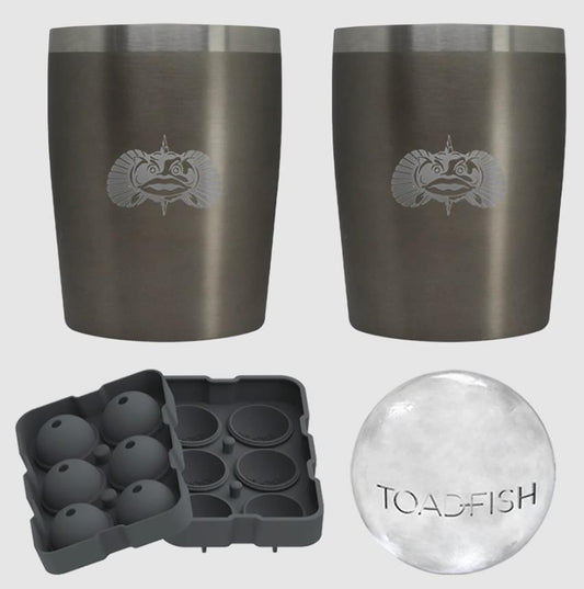 Toadfish Graphite Grey Tumbler 2-Pack W/ Ice Tray Set. (TG5121)