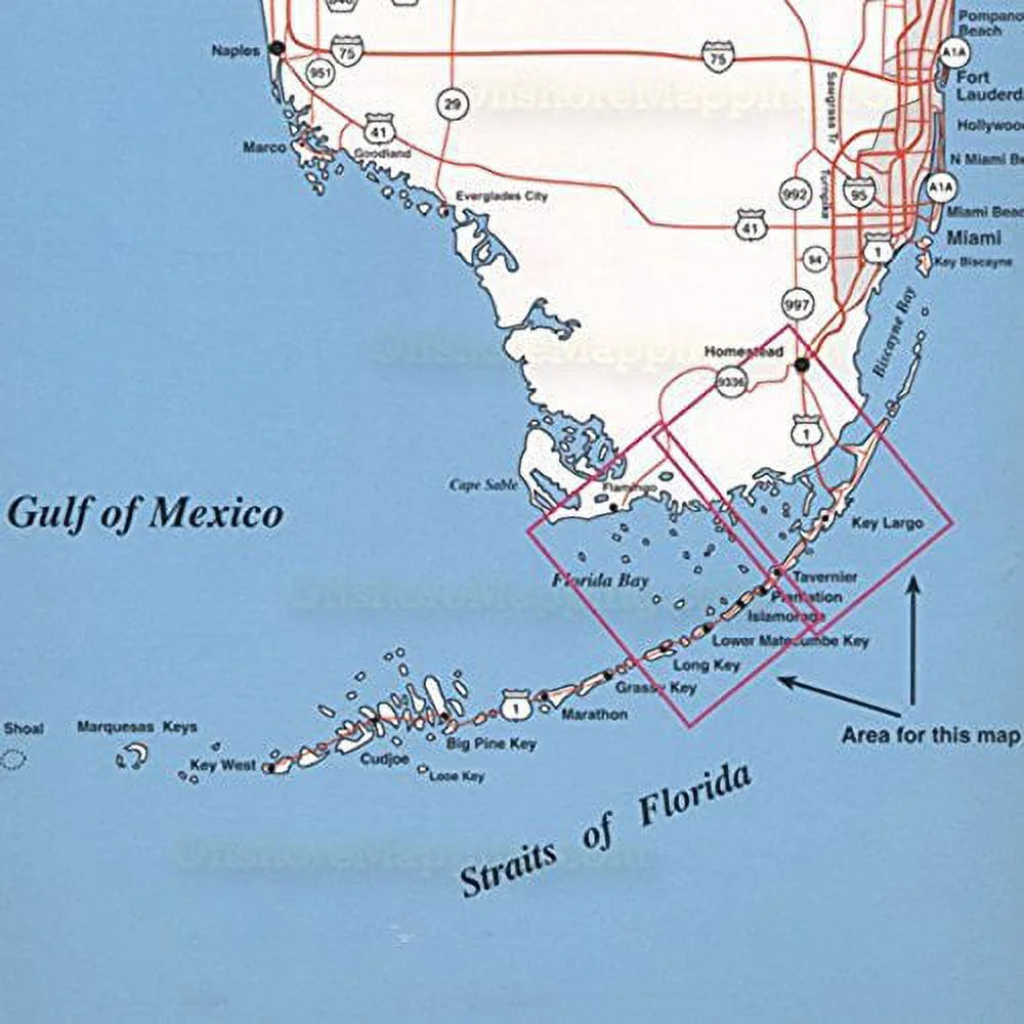 Top Spot Map N-207 Upper Keys & Florida Bay Area