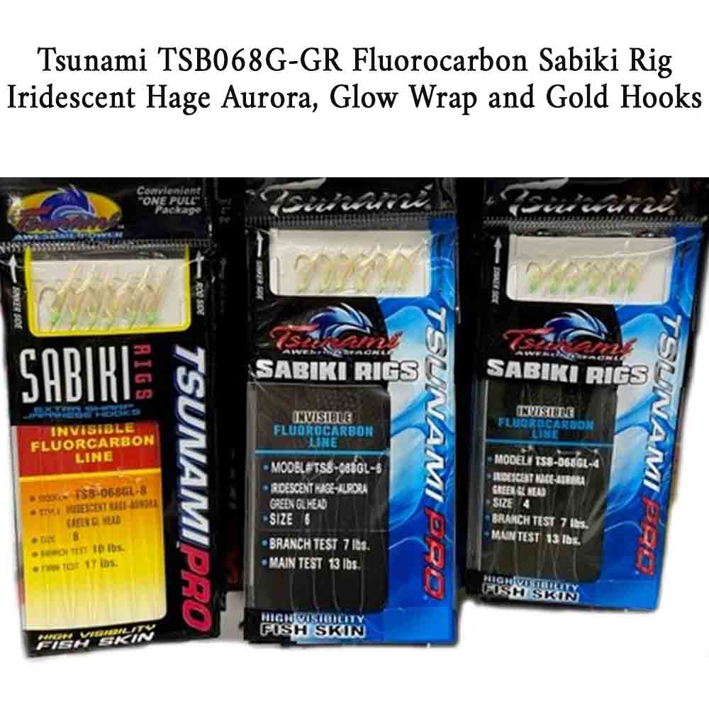 Tsunami TSB-068-GL Glow Iridescent Hage Aurora Sabiki Rig