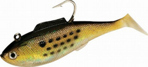 Tsunami Holographic Heavy Swim Shad 6.5" 2 pack Golden Bunker W/ Spots SS65D-2-4
