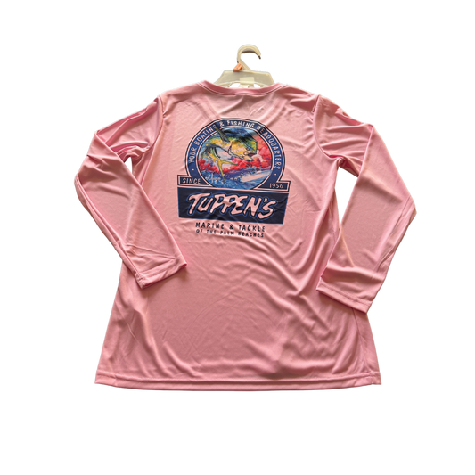 Tuppen's Lady Mahi Pink V-Neck Performance Women Shirt Top