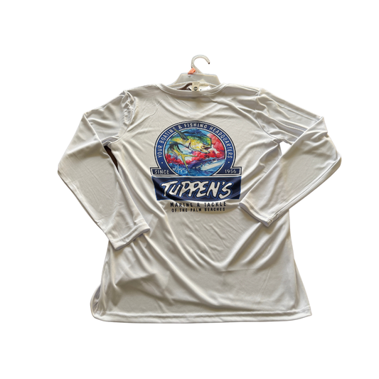 Tuppen's Lady Mahi White V-Neck Performance Women Shirt Top