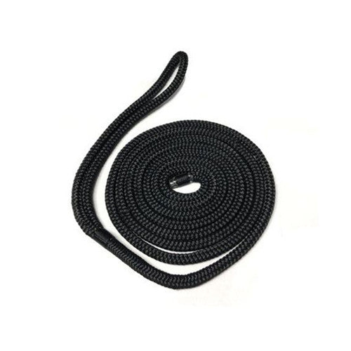 AAMSTRAND 3/8"x15' Double Braid Dock Line Black Nylon.