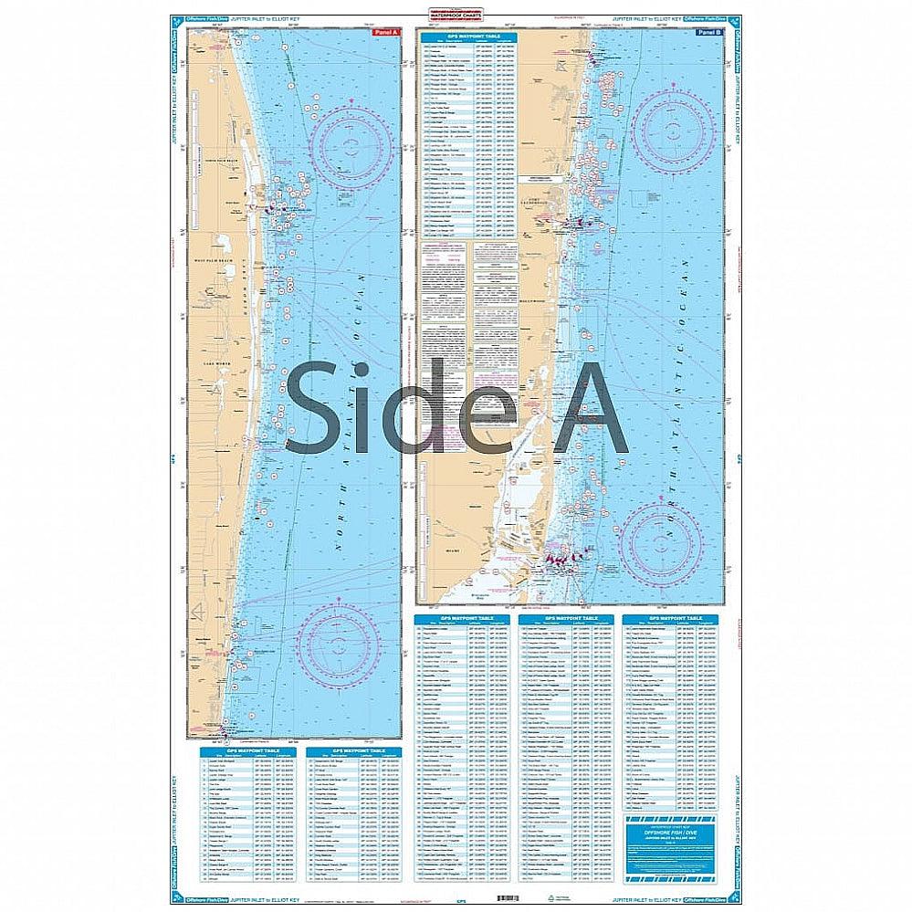 Waterproof Charts 23F Jupiter Inlet to Elliott Key Fishing Offshore