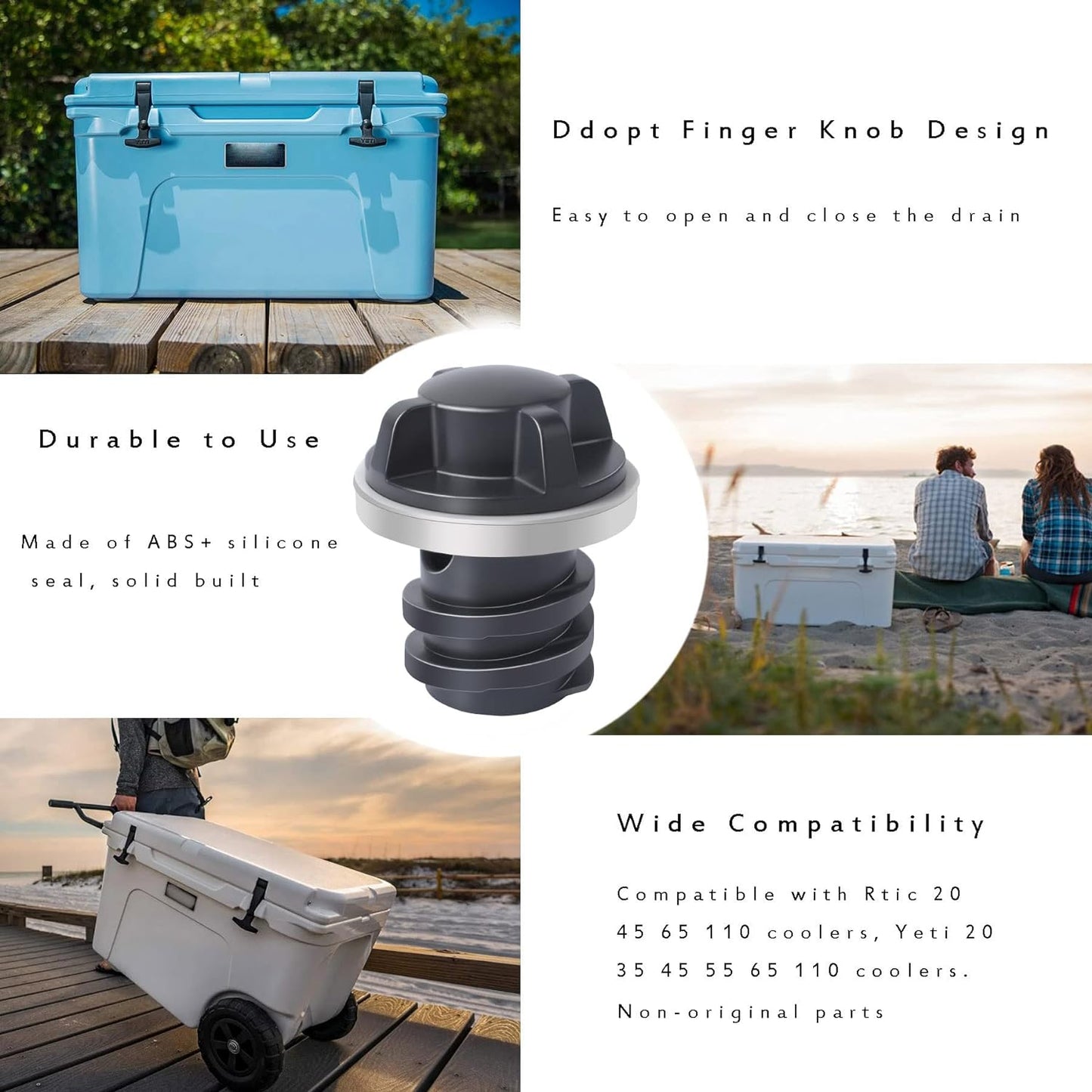 YETI® Compatible Cooler Single Drain Plug Replacement for Yeti's Line of Roadie and Tank Coolers PLUS RTIC Coolers Leak-Proof Accessories.