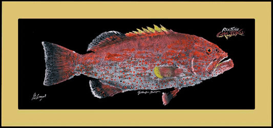 Realfish USA Gyotaku “ Yellowfin Grouper" Floor Door Mat 18" x 40"