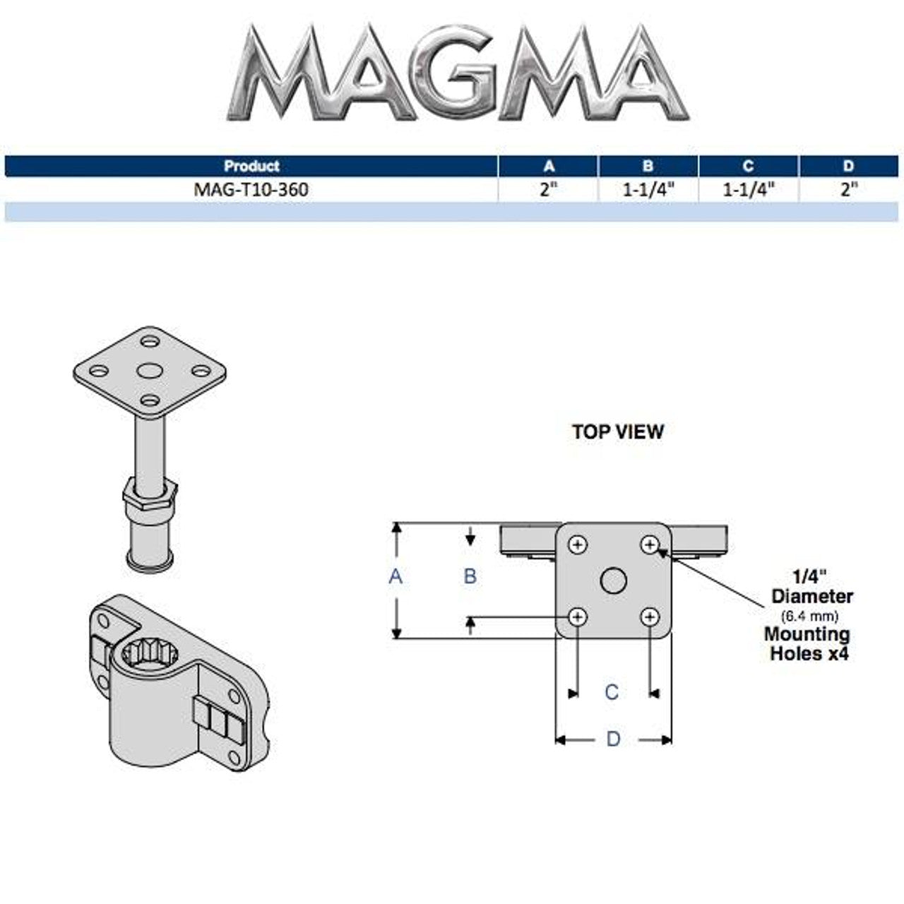 Magma Products, T10-360 Tempress Fish-On Socket Fish-Rod Holder Mount