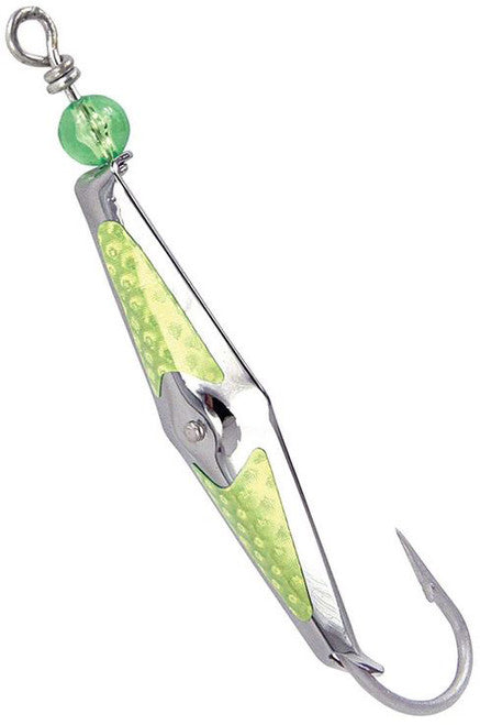 Clarkspoon 1RBMS-CF Flashspoon, 5/0 Hook, 3" Blade, # 1 Silver Clarkspoon, 5/0 Hook, 3" Blade, w/Chartreuse Flash Tape