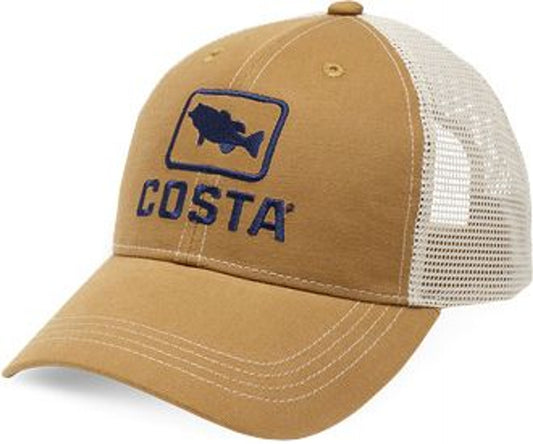 Costa Del Mar Bass Trucker X-Large Snapback Hat - Working Brown