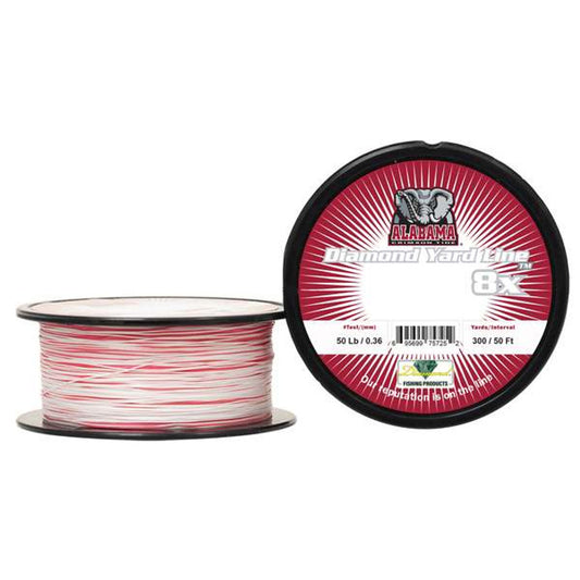 Diamond Yard Line Collegiate 8X Solid Braided Line - Bama Red/White 300yd Alabama