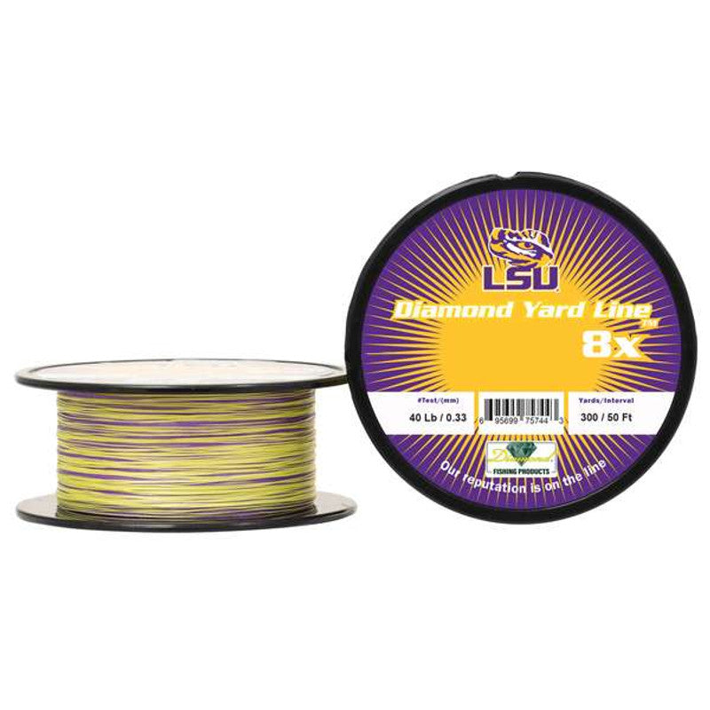 DIAMOND YARD LINE COLLEGIATE 8X SOLID BRAIDED LINE - LSU PURPLE/YELLOW 300YD