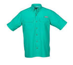 Bimini Flats V Short Sleeve Gulf Green Fishing Shirt, Size Small