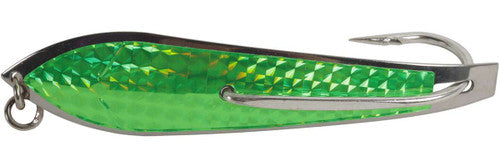 Huntington Drone Spoon, 5 1/2", 1 1/8oz., 10/0 Hook Stainless Steel with Fluorescent Green Flash Scale