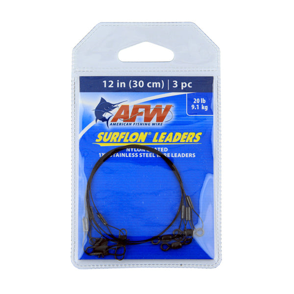 AFW Surflon Leaders, Nylon Coated 1x7 Stainless Steel Wire Black